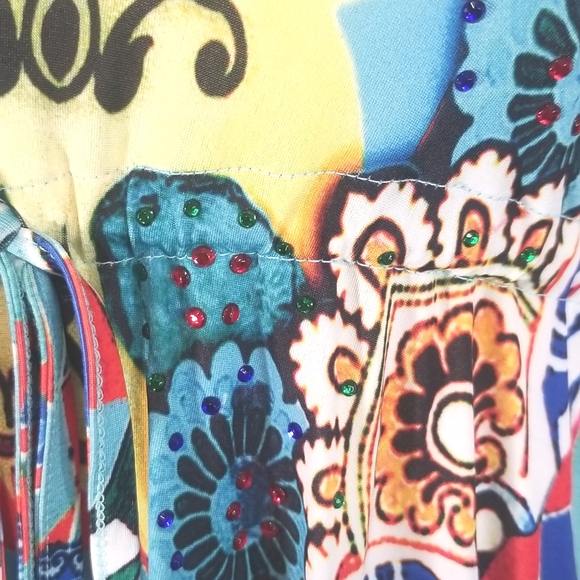 Venus Sleeveless Multicolor pattern Summer High Low Dress. XS - Picture 3 of 12